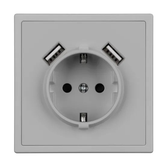Фото #2 товара ARL NOBE Розетка зк со шторками с USB тип А+А софт-тач никель SCT-MUAA-SFPL-IS (250V, 16A) (Arlight, -)