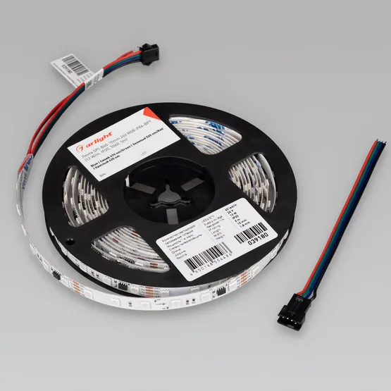 Фото #2 товара Светодиодная лента SPI-B60-10mm 24V RGB-PX6-BPT (12 W/m, IP20, 5060, 5m) (Arlight, бегущий огонь)