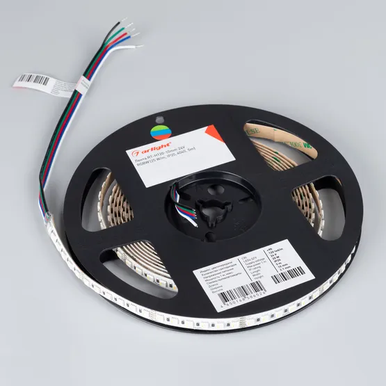 Фото #2 товара Светодиодная лента RT-H120-10mm 24V RGBW-Day-4-in-1 (25 W/m, IP20, 4040, 5m) (Arlight, Открытый)