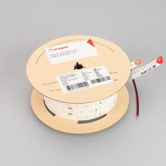 Фото #2 товара Светодиодная лента RT-A350-58mm 24V Warm2700 (36 W/m, IP20, 2835, 2.5m) (Arlight, Открытый) (Arlight, 36 Вт/м, IP20)