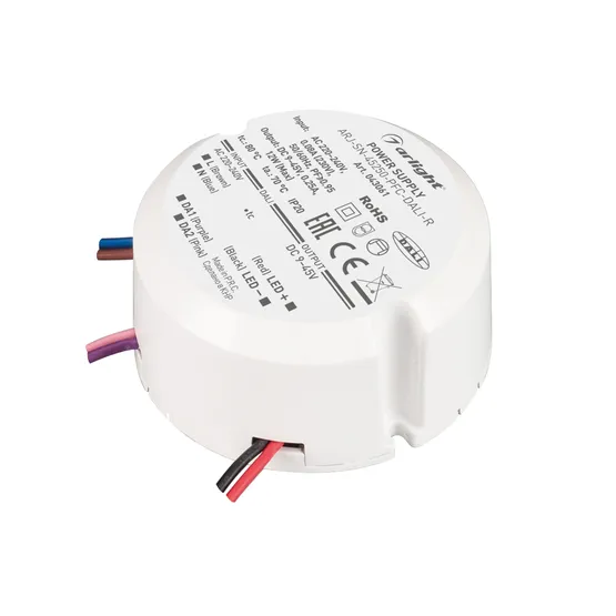 Фото #1 товара Блок питания ARJ-SN-45250-PFC-DALI-R (12W, 9-45V, 0.25A) (Arlight, IP20 Пластик, 3 года)