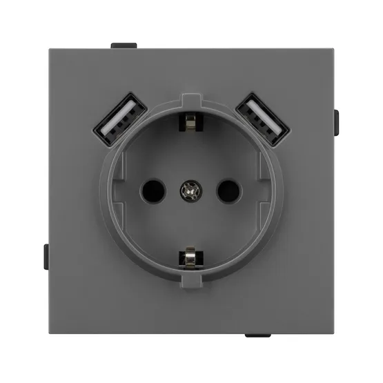Фото #2 товара Механизм розетки с USB зарядкой SCT-TENDO-MUAA-SFPL-GR (230V, 16A) (Arlight, Матовый графитовый)