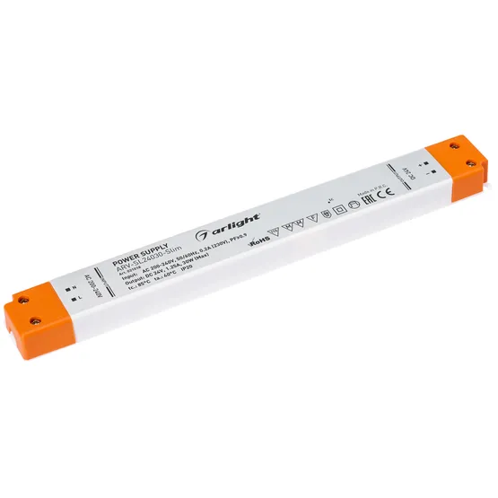 Фото товара Блок питания ARV-SL24030-Slim (24V, 1.25A, 30W, PFC) (Arlight, IP20 Пластик, 3 года)