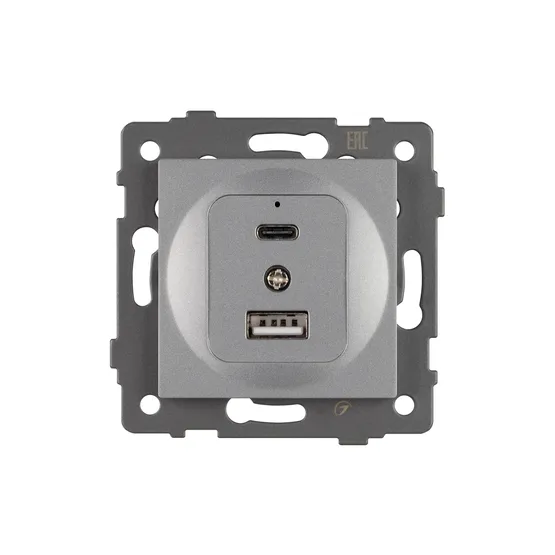 Фото #3 товара Механизм USB розетки SCT-MUAC-PL-GR-V (5V, 3A, QC4) (Arlight, -)