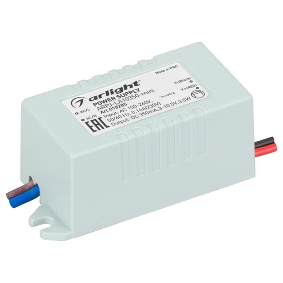 Фото товара Блок питания ARPJ-LA10350-mini (3.5W, 350mA) (Arlight, IP20 Пластик, 2 года)