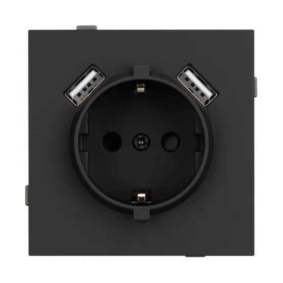 Фото #2 товара Механизм розетки с USB зарядкой SCT-TENDO-MUAA-SFPL-BK (230V, 16A) (Arlight, Матовый черный)