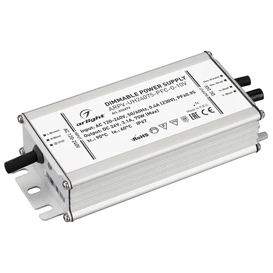 Фото #1 товара Блок питания ARPV-UH24075-PFC-0-10V (24V, 3.1A, 75W) (Arlight, IP67 Металл, 7 лет)
