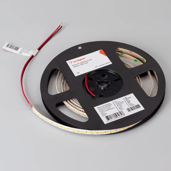 Фото #2 товара Светодиодная лента RT-A280-8mm 24V Warm3500 (10 W/m, IP20, 5m) (Arlight, -)