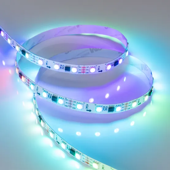 Фото #3 товара Светодиодная лента SPI-5000-5060-60 12V Cx3 RGB (10mm, 14.4W/m, IP20) (Arlight, бегущий огонь)