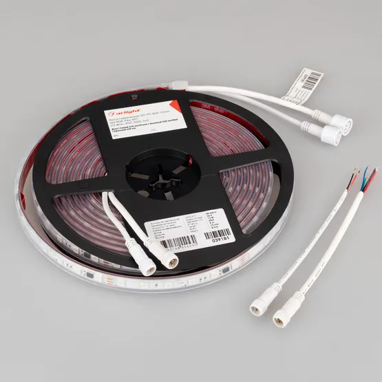 Фото #4 товара Светодиодная лента герметичная SPI-PS-B60-12mm 24V RGB-PX6-BPT (12 W/m, IP67, 5060, 5m) (Arlight, бегущий огонь)
