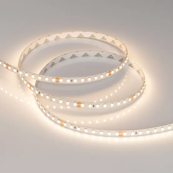 Фото #4 товара Светодиодная лента RT-A128-8mm 24V Warm3000 (10 W/m, IP20, 5m) (Arlight, высок.эфф.150 лм/Вт)