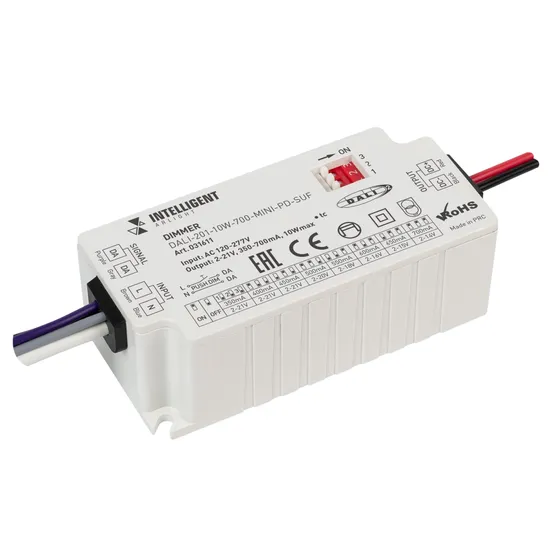 Фото товара INTELLIGENT ARLIGHT Диммер DALI-201-10W-700-MINI-PD-SUF (230V, 350-700mА) (IARL, IP20 Пластик, 5 лет)