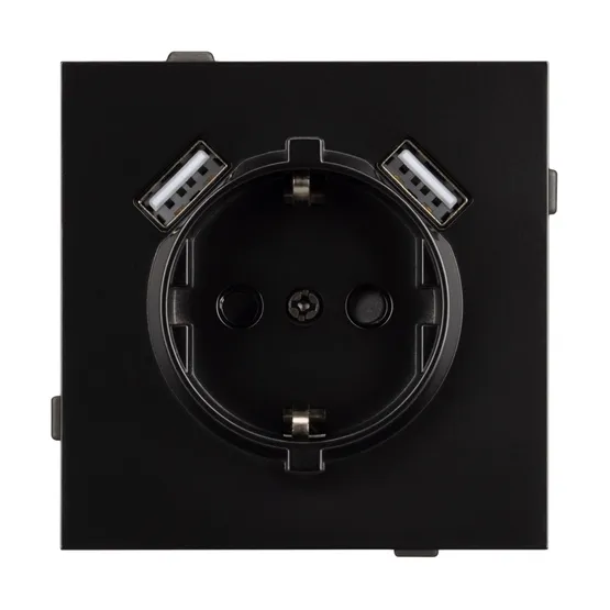 Фото #3 товара Механизм розетки с USB зарядкой SCT-TENDO-MUAA-PL-BK (230V, 16A) (Arlight, Черный)