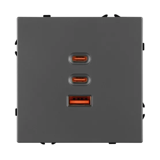 Фото #4 товара ARL NOBE USB Розетка тип А+С+С софт-тач серый базальт SCT-MUACC-SFPL-FC-GR (65W, QC3) (Arlight, -)