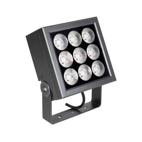 Фото #1 товара Прожектор KT-BLOCK-S185x185-36W RGBW-Day (Графит, 15 deg, 24V, DMX512) (Arlight, IP66 Металл, 3 года)