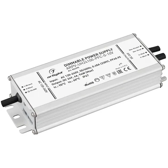 Фото #1 товара Блок питания ARPV-UH24100-PFC-0-10V (24V, 4.0A, 96W) (Arlight, IP67 Металл, 7 лет)