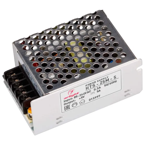 Фото #1 товара Блок питания HTS-25M-5 (5V, 5A, 25W) (Arlight, IP20 Сетка, 3 года)