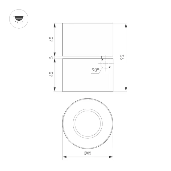 Фото #6 товара Светильник SP-POINT-SURFACE-R85-12W Warm3200-MIX (BK, 15 deg, 230V) (Arlight, IP20 Металл, 5 лет)