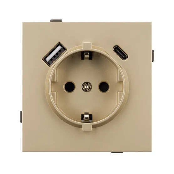 Фото #2 товара Механизм розетки с USB зарядкой SCT-TENDO-MUAC-SFPL-GD (230V, 16A) (Arlight, Матовый песочный)