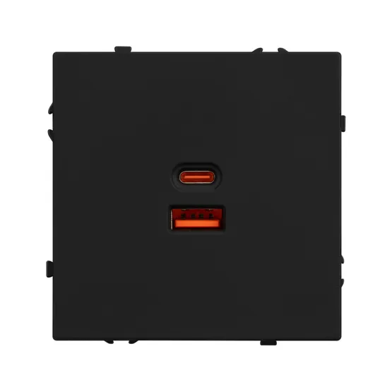 Фото #3 товара Механизм розетки с быстрой USB зарядкой SCT-NOBE-MUAC-SFPL-FC-BK (65W, QC3) (Arlight, Черный оникс)