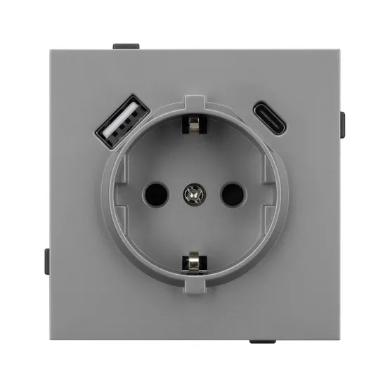 Фото #2 товара Механизм розетки с USB зарядкой SCT-TENDO-MUAC-PL-GR (230V, 16A) (Arlight, Графитовый)