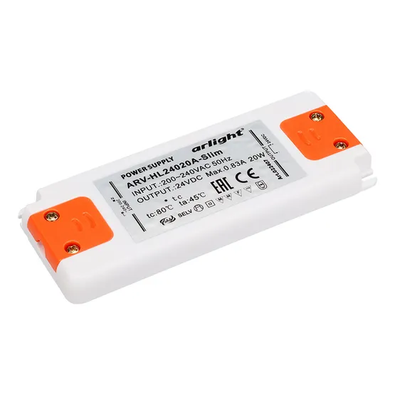 Фото товара Блок питания ARV-HL24020A-Slim (24V, 0.83A, 20W) (Arlight, IP20 Пластик, 3 года)
