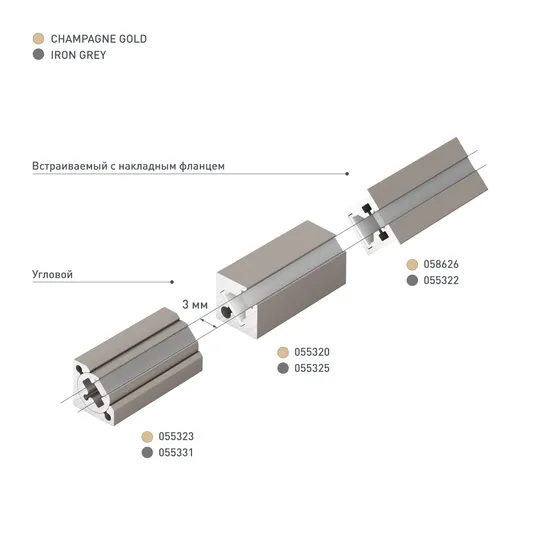 Фото #5 товара Профиль с экраном SL-KANT-H10-SQUARE-2000 IRON GREY (Arlight, Алюминий+пластик)