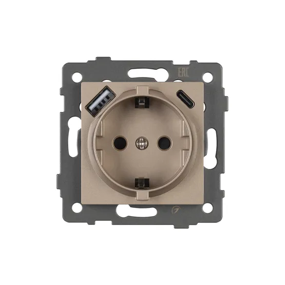 Фото #2 товара Механизм розетки с USB зарядкой SCT-MUAC-PL-GD-V (250V, 16A) (Arlight, -)