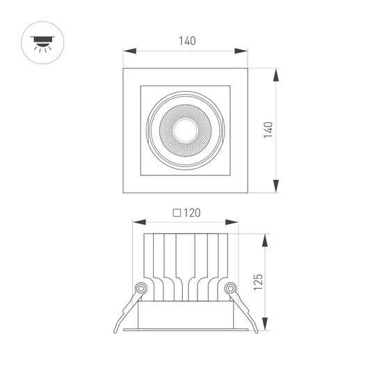 Фото #7 товара Светильник MS-VORTEX-BUILT-S140x140-30W Warm3000 (BK-BK, 50 deg, 230V) (Arlight, IP20 Металл, 5 лет)