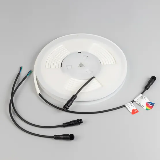 Фото #3 товара Светодиодная лента герметичная WAVE-SIDE-PU-H120-06x12mm 24V RGB (8 W/m, IP68, 5m, wire x2) (Arlight, Вывод прямой, 3 года)