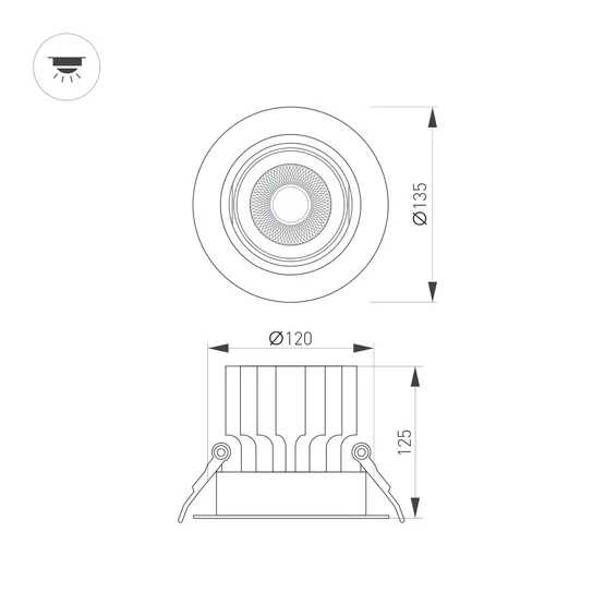 Фото #8 товара Светильник MS-VORTEX-BUILT-R135-30W Warm3000 (WH-WH, 50 deg, 230V) (Arlight, IP20 Металл, 5 лет)