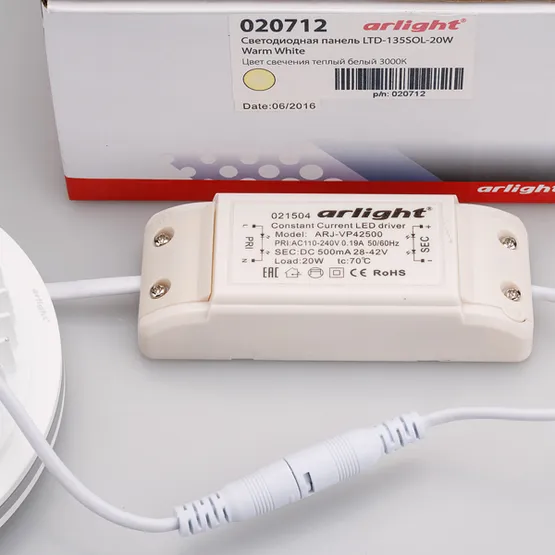 Фото #5 товара Светодиодная панель LTD-135SOL-20W Warm White (Arlight, IP44 Пластик, 3 года)