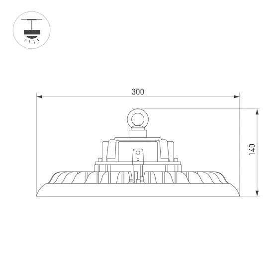 Фото #4 товара Светильник SP-ARIVA-DIM-R300-150W White5000 (BK, 60 deg, 230V, 0-10V) (Arlight, IP65 Металл, 5 лет)