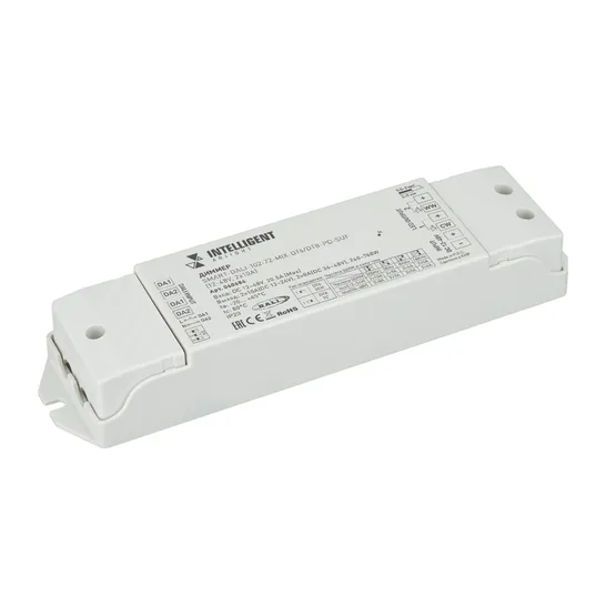 Фото товара INTELLIGENT ARLIGHT Диммер SMART-DALI-102-72-MIX-DT6/DT8-PD-SUF (12-48V, 2x10A) (IARL, IP20 Пластик, 5 лет)
