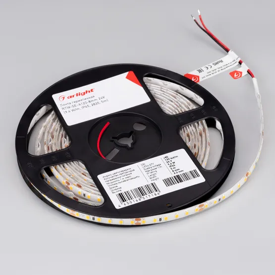 Фото #3 товара Светодиодная лента герметичная RTW-SE-A120-8mm 24V Warm2700 (9.6 W/m, IP65, 2835, 5m) (Arlight, -)