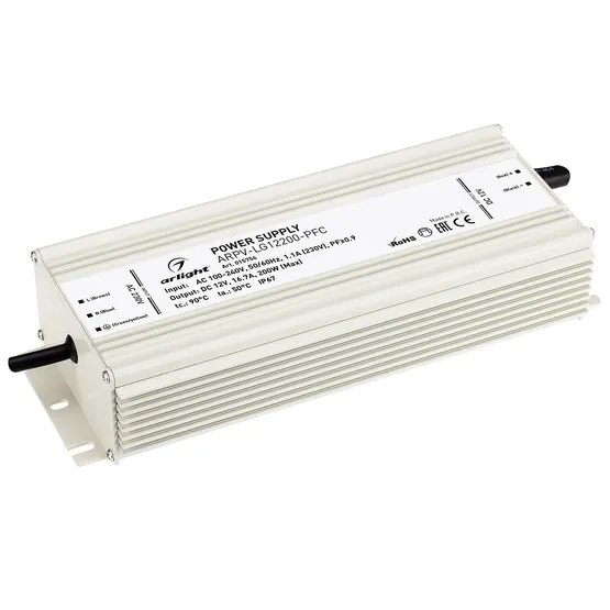 Фото товара Блок питания ARPV-LG12200-PFC (12V, 16.7A, 200W) (Arlight, IP67 Металл, 5 лет)