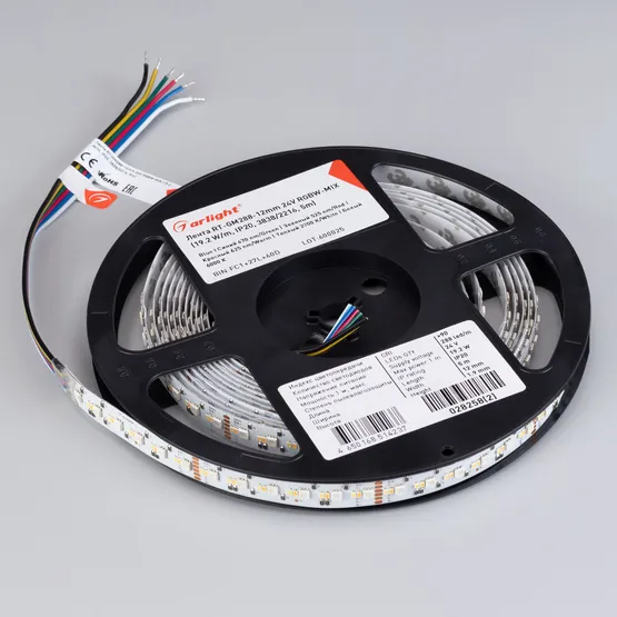 Фото #4 товара Светодиодная лента RT-GM288-12mm 24V RGBW-MIX (19.2 W/m, IP20, 3838/2216, 5m) (Arlight, RGB-CCT, RGB-MIX, RGB-White MIX)