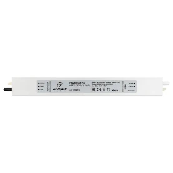 Фото #3 товара Блок питания ARPV-24060-SLIM-D (24V, 2.5A, 60W) (Arlight, IP67 Металл, 3 года)