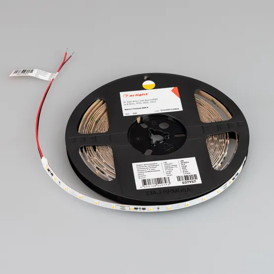 Фото #2 товара Светодиодная лента IC-A60-8mm 24V Warm3000 (4.8 W/m, IP20, 2835, 50m) (Arlight, стабилизированная)