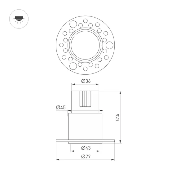 Фото #7 товара Светильник MS-INVISIO-TRIMLESS-R45-10W Warm2700 (WH-WH, 36 deg, 230V) (Arlight, IP54 Металл, 5 лет)