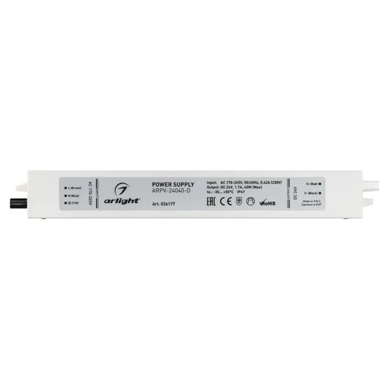 Фото #2 товара Блок питания ARPV-24040-D (24V, 1.7A, 40W) (Arlight, IP67 Металл, 3 года)
