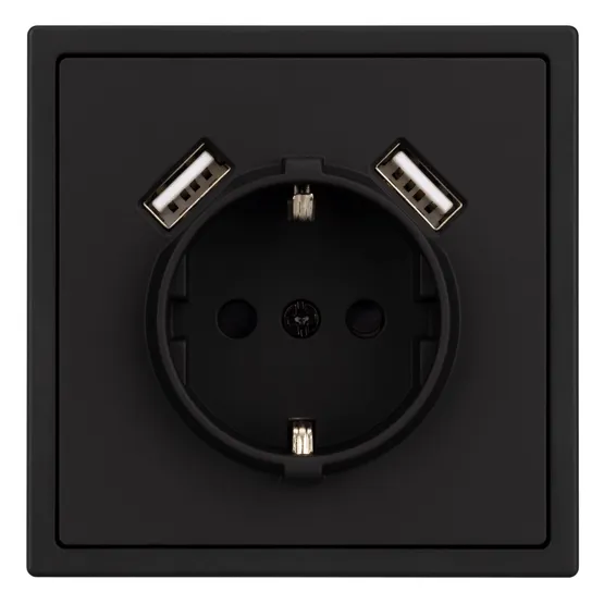 Фото #3 товара ARL NOBE Розетка зк со шторками с USB тип А+А софт-тач черный оникс SCT-MUAA-SFPL-BK (250V, 16A) (Arlight, -)