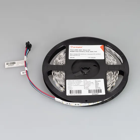 Фото #3 товара Светодиодная лента DMX-B60-10mm 24V RGBW-PX6 (18 W/m, IP20, 5060, 5m) (Arlight, -)