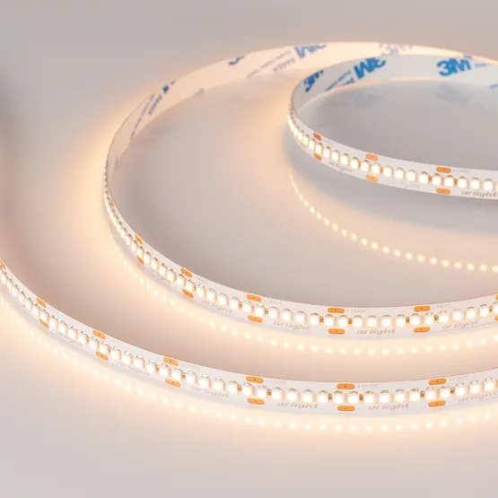 Фото #2 товара Светодиодная лента RT-A240-10mm 24V Warm2700 (19.2W/m, IP20, 3528, 5m) (Arlight, 19.2 Вт/м, IP20)