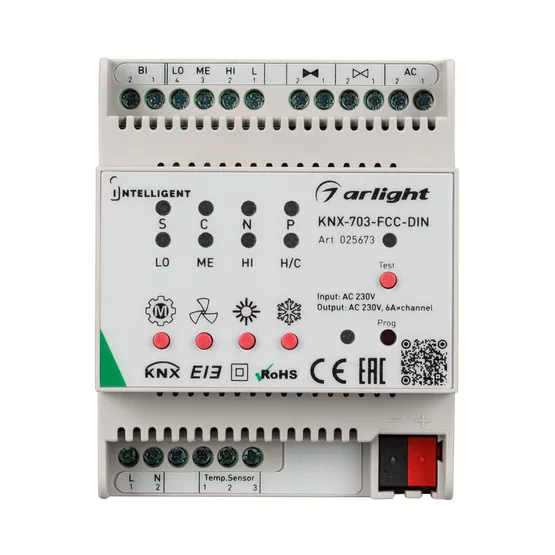 Фото #2 товара INTELLIGENT ARLIGHT Контроллер фанкойла KNX-703-FCC-DIN (230V, 3x6A) (IARL, Пластик)