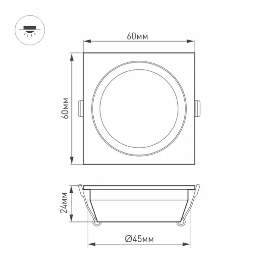 Фото #6 товара Светодиодный светильник LTM-S60x60WH-Frost 3W Warm White 110deg (Arlight, IP40 Металл, 3 года)