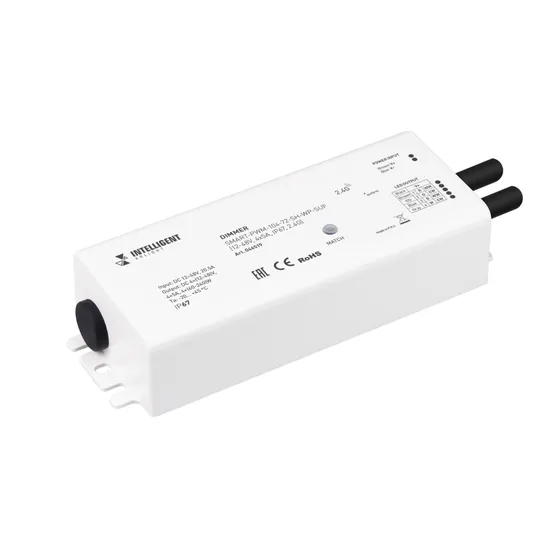 Фото товара INTELLIGENT ARLIGHT Диммер SMART-PWM-104-72-SH-WP-SUF (12-48V, 4x5A, IP67, 2.4G) (IARL, Контроллер)