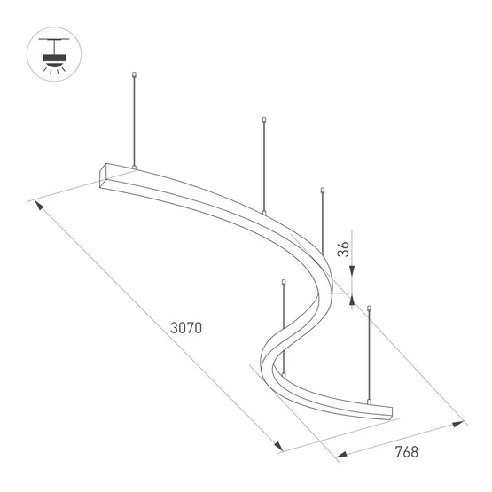 Фото #3 товара Светильник SP-LINE-HANG ARC-S3535-D1500-124W Day4000 (WHITE, 230V) (Arlight, Металл)