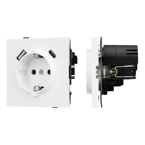 Фото #1 товара Механизм розетки с USB зарядкой SCT-TENDO-MUAC-PL-WH (230V, 16A) (Arlight, Белый)