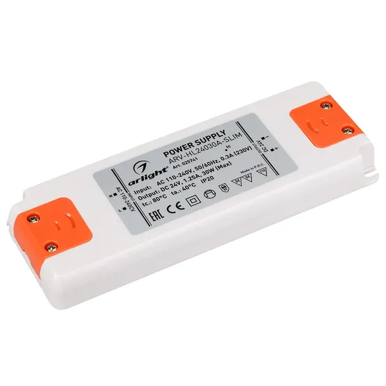 Фото товара Блок питания ARV-HL24030A-Slim (24V, 1.25A, 30W) (Arlight, IP20 Пластик, 3 года)